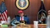 Президент США Дональд Трамп під час зустрічі у ситуаційній кімнаті Білого дому на вихідних