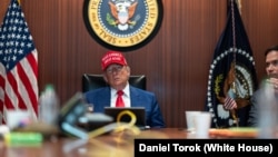 Прэзыдэнт ЗША Дональд Трамп у сытуацыйным пакоі Белага дому падчас удару ЗША па Іране