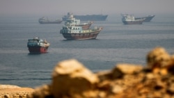 Vessels near the Strait of Hormuz, as seen from Musandam, Oman.