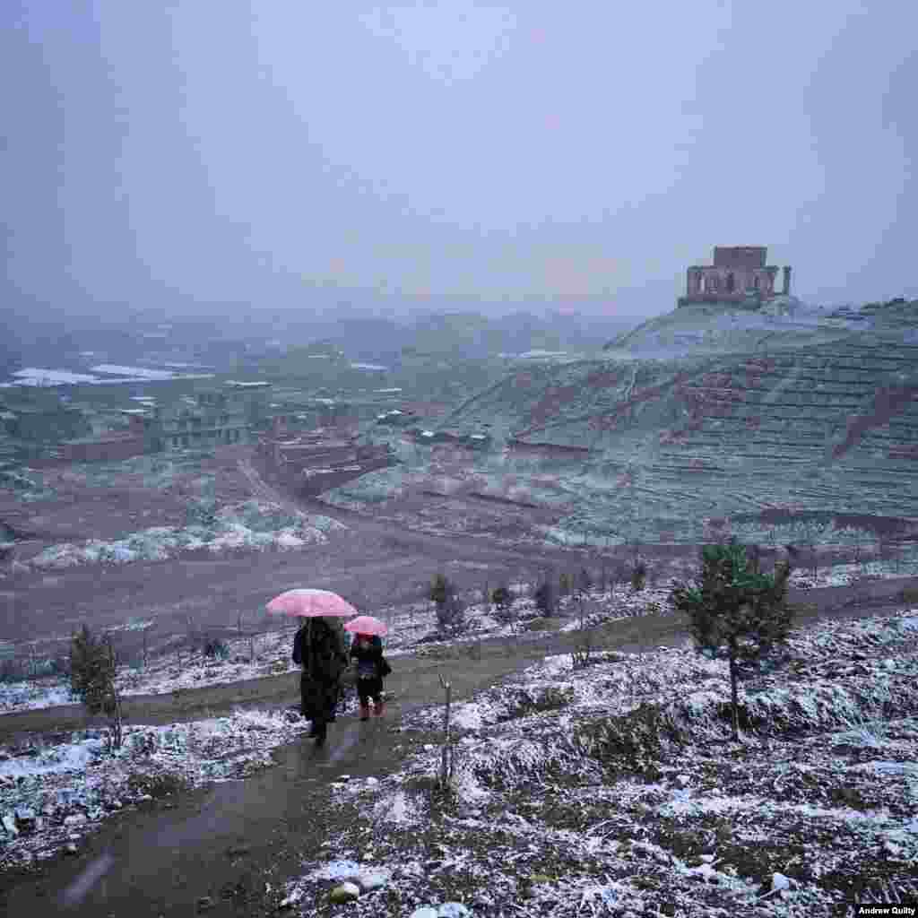 Snowfall at Nader Khan tomb, in Kabul. Quilty says his life in the Afghan capital is &quot;a more normal domestic life than most people would imagine.&quot; But there&#39;s also more to it than meets the eye. &quot;You can live a normal life, but there&#39;s this sort of edge that&#39;s always lurking in the background.&quot;