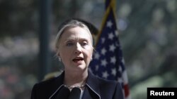 Afghanistan -- U.S. Secretary of State Hillary Clinton speaks during a joint news conference in Kabul, 07Jul2012