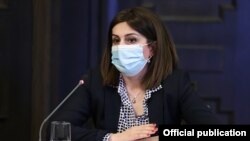 Armenia -- Health Minister Anahit Avanesian speaks during a cabinet meeting in Yerevan, March 4, 2021.