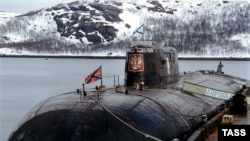 The "Kursk" nuclear submarine, docked in Murmansk in 1999