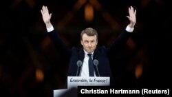 Fransiýada prezident saýlanan Emmanuel Makron, Pariž, 7-nji maý. 