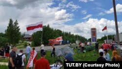 Пикет у погранперехода Мядининкай в Литве