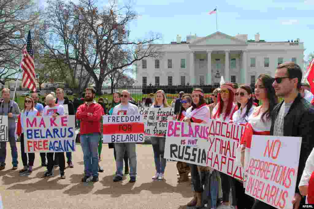 USA - the protest supporting Belarus opposition in Washington DC near the White House