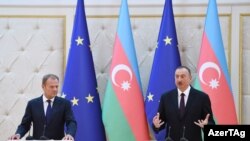 Встреча президента Азербайджана Ильхама Алиева и президента Европейского Союза Дональда Туска