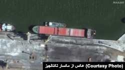 The Port Olya 3 seen in satellite imagery in Astrakhan, Russia.