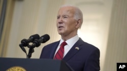U.S. - President Joe Biden speaks before signing a $95 billion foreign aid bill at the White House in Washington, April 24, 2024. 