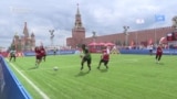 Refugees Play Football On Red Square