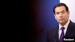 Държавният секретар на САЩ Марко Рубио по време на речта си на конференцията по сигурността в Мюнхен