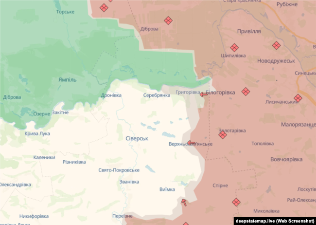 Білогорівка Луганської області на мапі DeepState станом на 9 липня 2025 року