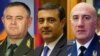 The presidential office says it has received suggestions from the prime minister to dismiss the chief of the general staff of the armed forces, Artak Davtian (left), the director of the National Security Service, Eduard Martirosian (center), and police chief Arman Sargsian.