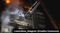 Fire sweeps through a residential building in Sumy, Ukraine, after a Russian attack on April 4.