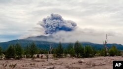 The Russian Academy of Sciences released a video showing the ash cloud over the Shiveluch volcano stretching for hundreds of kilometers. 