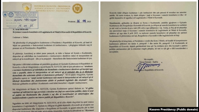 Përgjigjja e Presidentes Osmani, Avni Deharit.