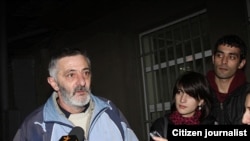 Opposition activist Gabriel Gabrielian is interviewed on his release from prison on December 6.