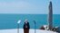 U.S. President Joe Biden delivers a speech on the legacy of Pointe du Hoc, and democracy around the world, on June 7 as he stands next to the Pointe du Hoc monument in Normandy, France.