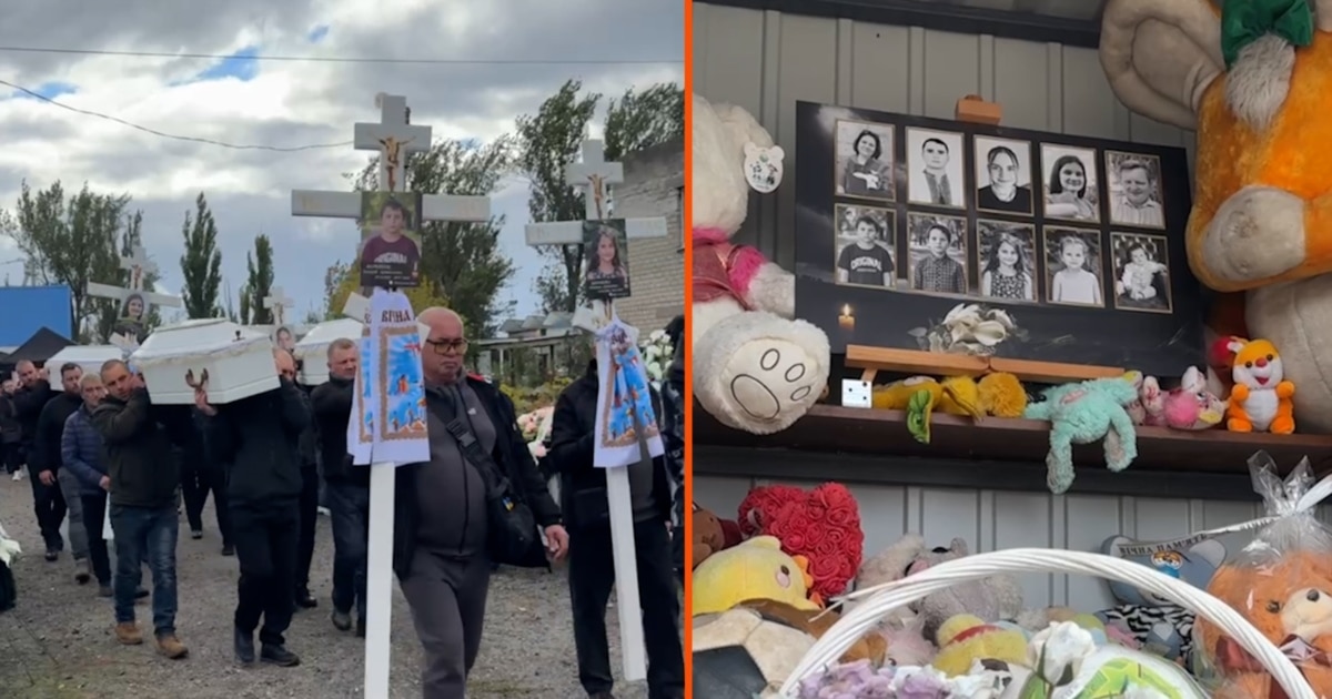 Funeral Held For Five Children From One Ukrainian Family Killed In Russian Strike In July
