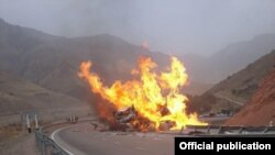 Юк машинаси 8 тонна бетонга қўшиладиган кимёвий эритма олиб кетаётган бўлган.
