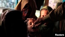 A polio worker administers polio vaccine to a girl. (file photo)