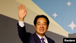 Новоизбраният президент на Тайван Уилям Лай от Демократичната прогресивна партия (ДПП) след победата си на изборите в Тайпе, Тайван, 13 януари 2024 г. 