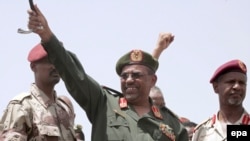 Sudanese President Omar al-Bashir (center) in Khartoum in May