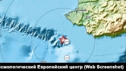 Землетрясение вблизи Севастополя, скриншот с сайта Сейсмологического Европейского центра