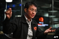 Jurnalista veterană Maria Ressa în timpul interviului AFP, Manila, 8 ianuarie 2025.