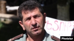 Armenia -- Retired Colonel Volodya Avetisyan, holds a sit-in protest in Yerevan's Liberty Square in June 2013.