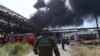 Armenia - Firefighters battle a fire in the Nairit chemical plant in Yerevan, 28Aug2017.