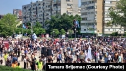 Protestni skup kod Mosta slobode, šest meseci nakon nesreće, 1. maj 2025.