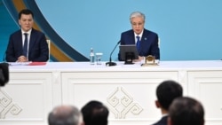 Қазақстан президенті Қасым-Жомарт Тоқаев Ұлттық құрылтайда елдегі саяси реформаларды жариялап, Конституция өзгеретінін мәлімдеген. Қызылорда. 20 қаңтар 2026 жыл.