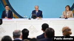 Қозоғистон президенти Қасим-Жомарт Тўқаев Қизилўрдадаги Миллий Қурултойда. 2026 йил, 20 январ.