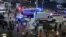 Law enforcement officers and emergency services personnel near the site of an explosion at a restaurant in central Moscow, Russia, on August 1.