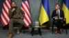 White House national-security adviser Sullivan (left) and the head of Ukraine's Presidential Office, Andriy Yermak, attend a news briefing in Kyiv on November 4. 