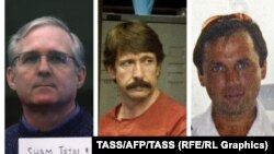 Amerikalı Paul Whelan (solda), rusiyalılar Viktor Bout (ortada) və Konstantin Yaroshenko. 