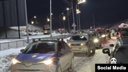 Автомобильная пробка в Гудаури, 4 января