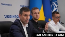 Дзьмітро Лубінец на прэсавай канфэрэнцыі ў КІеве 12 жніўня 2026 году