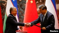 Президент Узбекистана Шавкат Мирзиёев с председателем КНР Си Цзиньпином