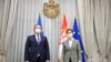 Evropski komesar za proširenje Oliver Varhelji na sastanku sa predsednicom Vlade Srbije Anom Brnabić, 8. oktobar 2020. 