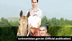 Turkmaniston prezidenti Gurbanguli Berdimuhamedov o‘g‘li Sardor bilan. 7 - iyun, 2021 