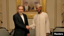 Iranian Foreign Minister Abbas Araqchi meets with Omani Foreign Minister Badr Albusaidi in Muscat on February 6.