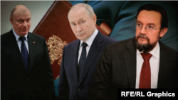 Коллаж: бизнесмен Владимир Потанин, президент России Владимир Путин и глава "Деловой России" Алексей Репик