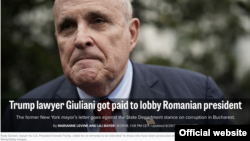 Pagina de titlu a articolului din „Politico” despre avocatul Rudy Giuliani și România (Foto: Alex Wong/Getty Images)