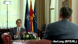 Presidenti maqedonas, Stevo Pendarovski gjatë një interviste dhënë për Radion Evropa e Lirë.