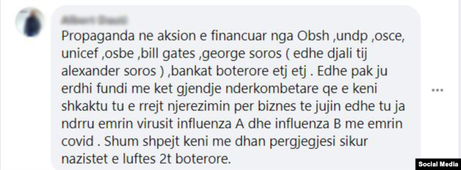 Koment i një përdoruesi të Facebook-ut.