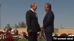 Президент России Владимир Путин и президент Узбекистана Шавкат Мирзияев. Самарканд, 6 сентября 2016 года. 
