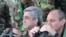 Armenia -- President Serzh Sarkisian (L) watches military exercises in Nagorno-Karabakh on October 22, 2009.