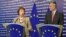 EU foreign policy chief Catherine Ashton and Prime Minister of Kosovo Hashim Thaci in Brussels on March 1.